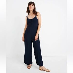 Madewell Button Front Wide Leg Jumpsuit